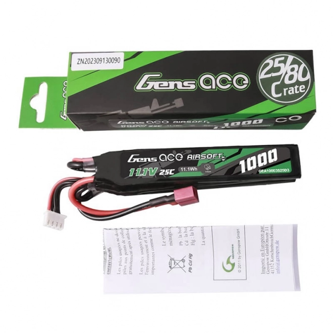 Lipo batéria Gens Ace 1000mAh 11.1V pre airsoft