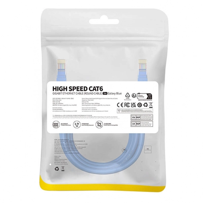 Kulatý kábel Baseus Ethernet RJ45 Cat.6, 3 m