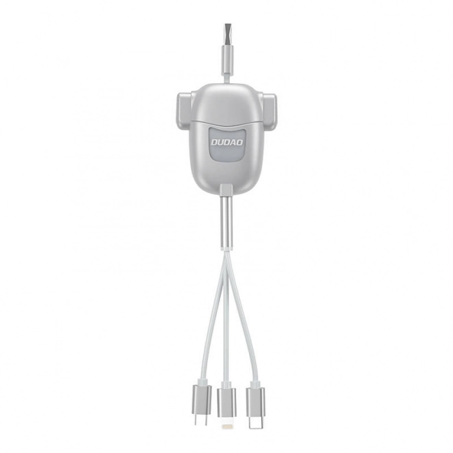 USB kábel Dudao 3 v 1 USB-C / Lightning / Micro 3A, 1,1 m strieborný