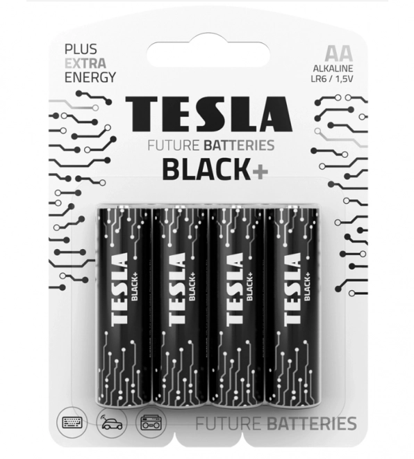 Alkalická batéria Tesla Black+ AA 1.5V - 4 ks