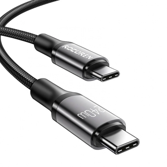 Rychlonabíjací kábel Rocoren USB-C na USB-C Retro Series 1m 240W (šedý)