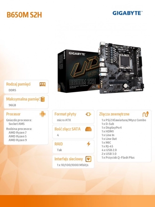 Základná doska GIGABYTE B650M AM5 DDR5 HDMI/DP Micro ATX