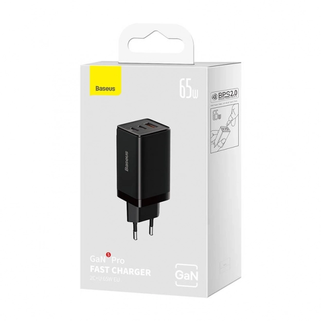 Nabíjačka Baseus GaN5 Pro 2x USB-C + USB 65W čierna
