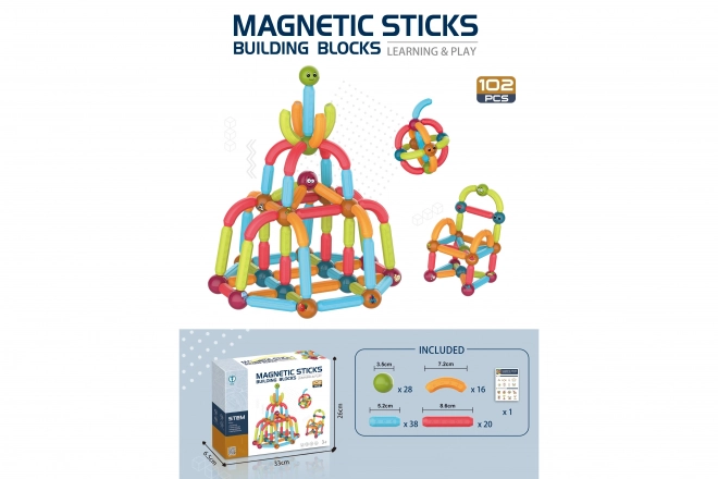 Magnetické stavebné bloky - sada 102 prvkov