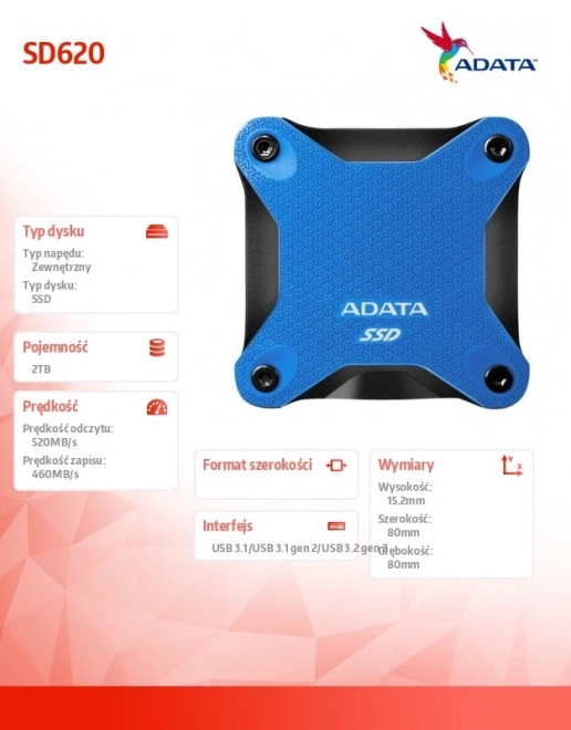 Zariadenie na ukladanie dát SSD 2TB modré
