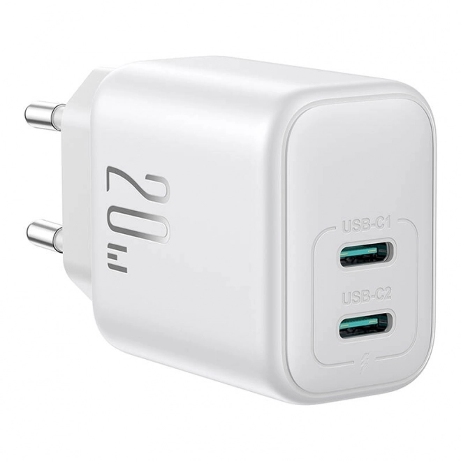 Rýchlonabíjačka Joyroom 20W s dvomi USB-C portmi - biela