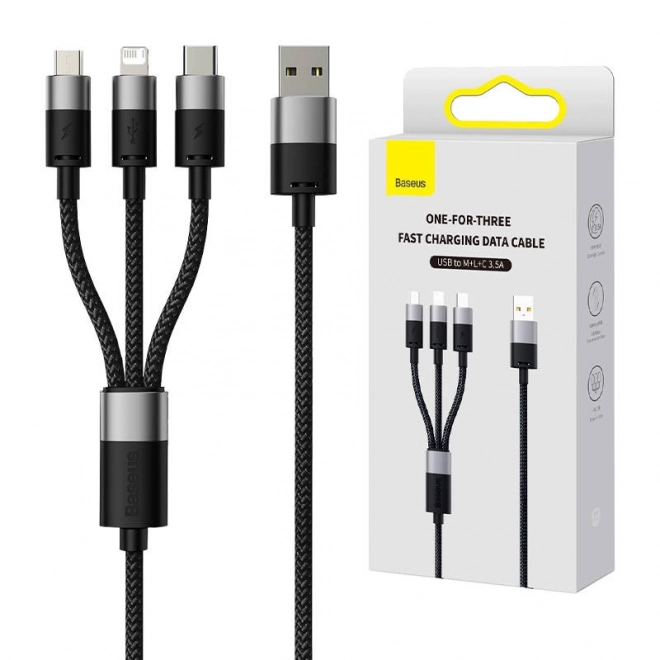 Kabel Baseus StarSpeed USB 3v1 USB-C, Micro a Lightning 3,5A 1,2m čierny