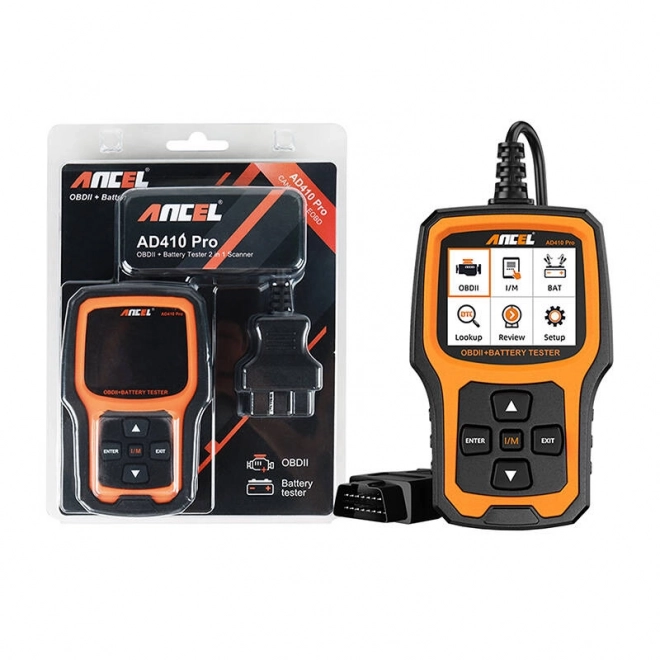 2v1 Diagnostický skener OBD2 a tester batérie Ancel AD410 Pro