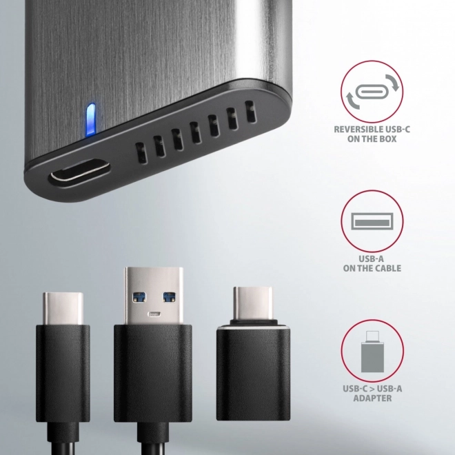 Univerzálna externá hliníková skrinka USB-C 3.2 Gen 2 pre M.2 NVMe a SATA SSD