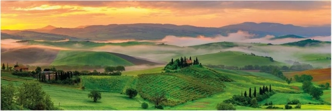 Panoramatické puzzle Val d’Orcia, Toskánsko, Taliansko 1000 dielikov