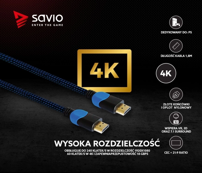 HDMI kábel 2.0 modrý-čierny 1,8m