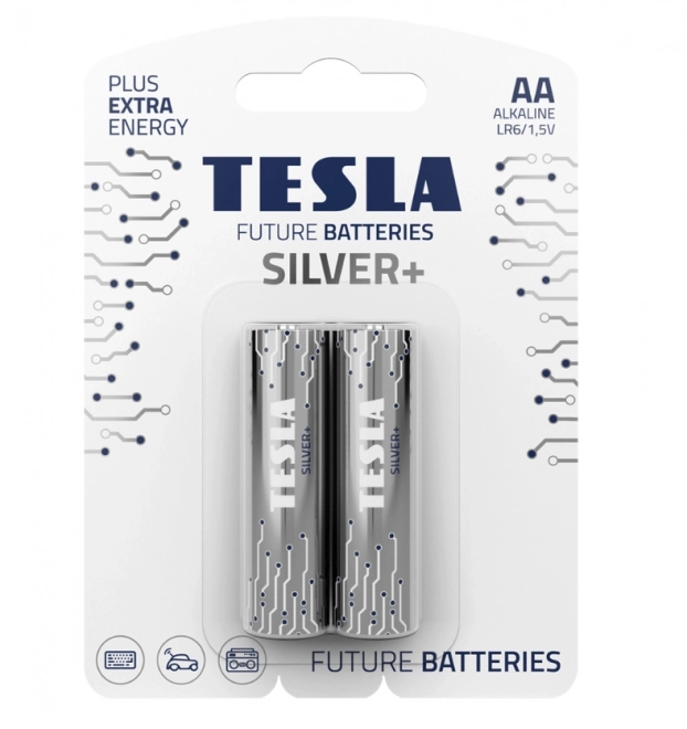 Alkalická batéria Tesla Silver+ LR6 1,5V 2 kusy