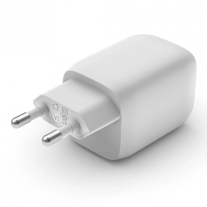 Dvojitá nástenná nabíjačka USB-C GaN 65 W biela