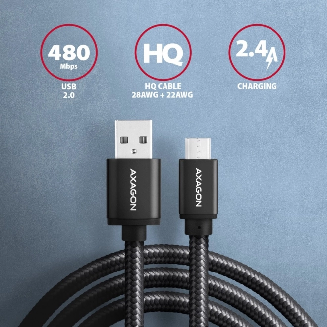 Kabel microUSB AXAGON 2m