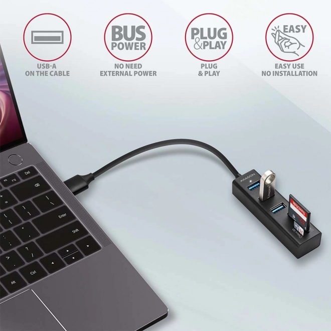 Viacportový hub USB AXAGON HMA-CR3A so čítačkou kariet