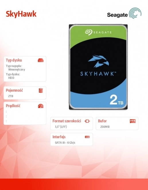 Pevný disk SkyHawk 2TB pre bezpečnostné systémy