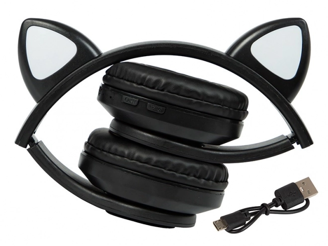 Bezdrôtové slúchadlá Bluetooth 5.0 LED pre deti – Čierna