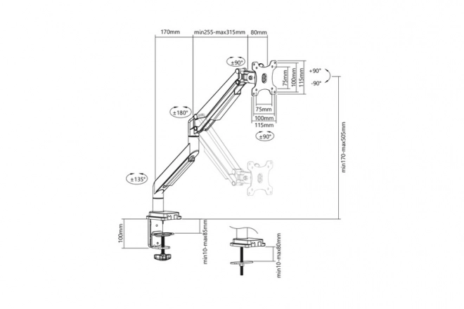 Stolové rameno pre monitor do 32 palcov