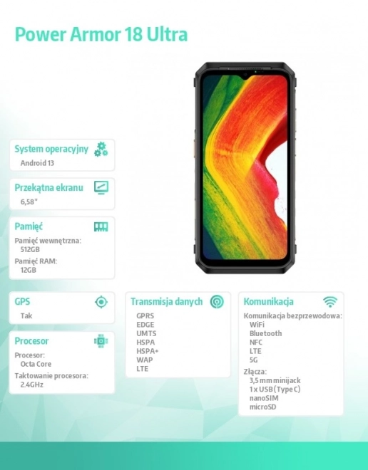 Smartfón Power Armor 18 Ultra 5G 12/512GB čierny