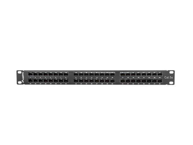 Patch panel 48 portov 1U kategória 5E čierny