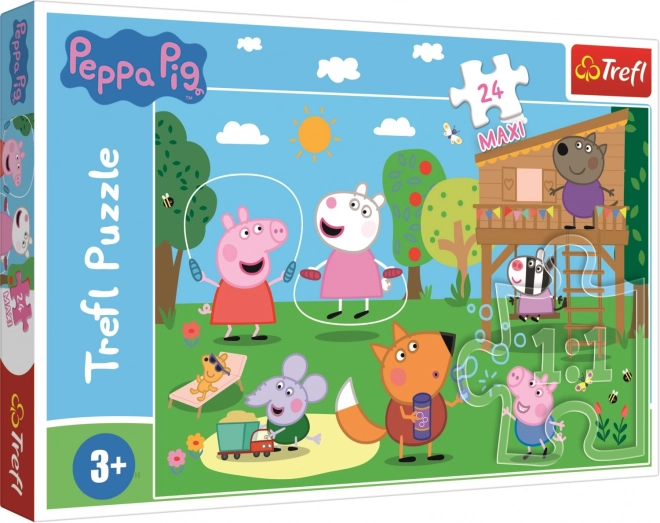 Puzzle Prasiatko Peppa: Zábava v tráve MAXI 24 dielikov