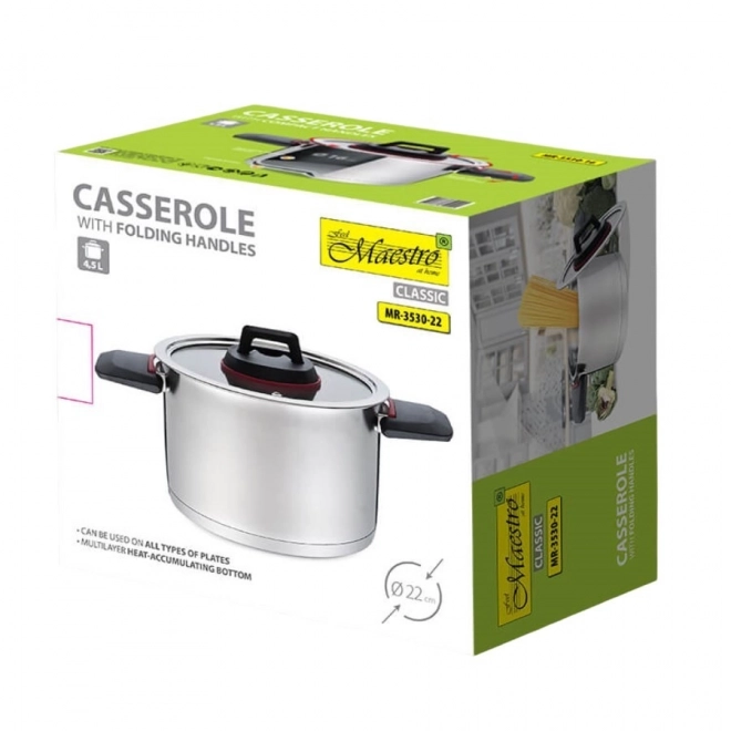Garnek s vyklápacími rukoväťami 22 cm, 4,2 l