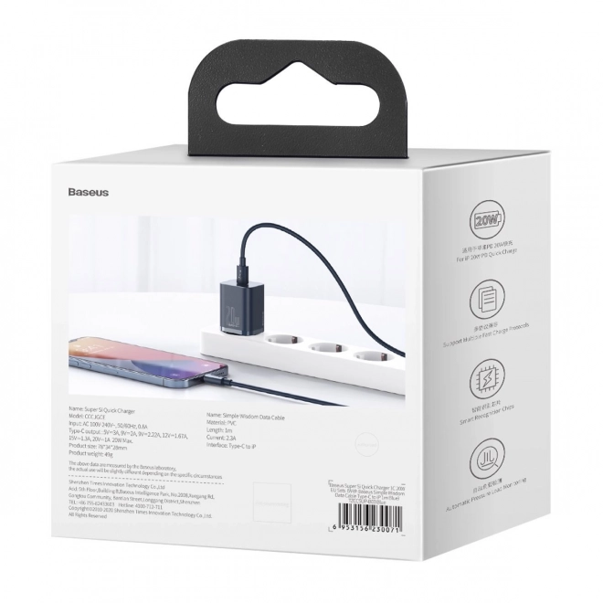 Baseus Super Si rýchlonabíjačka s káblom USB-C na Lightning 1m modrá