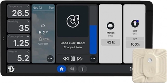 Duálny ovládací panel Shelly Wall Display X2 WiFi/BLU strieborný
