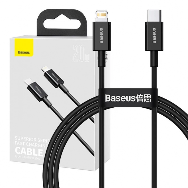 Kábel Baseus Superior Series USB-C na iPhone, 20W, PD, 1m (čierny)