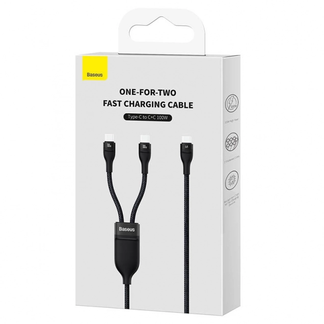 Kábel 2v1 USB Baseus Flash Series USB-C do USB-C 100W 1,5m čierny