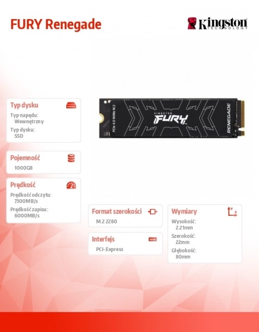 SSD disk Kingston FURY Renegade 1000G PCIe 4.0 NVMe M.2