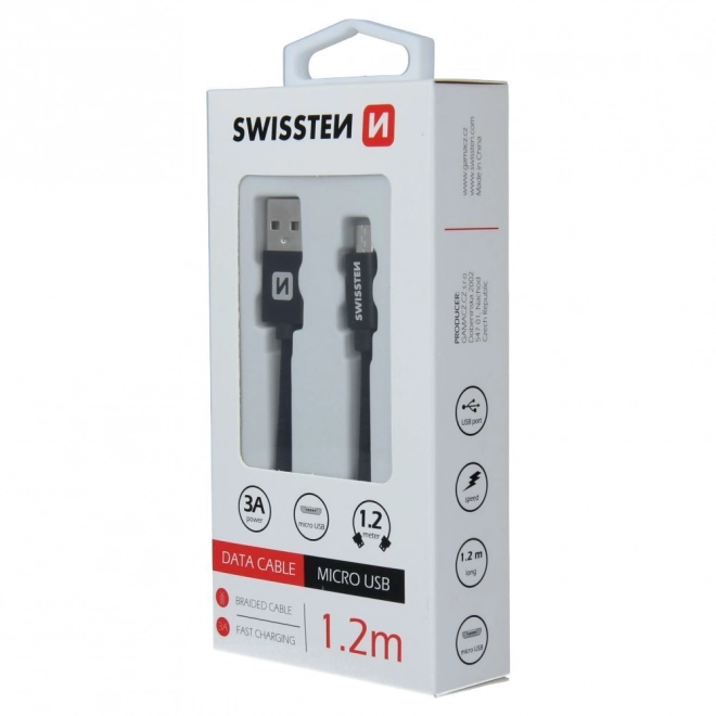 Kábel USB / Micro USB 1.2 m Swissten - čierny