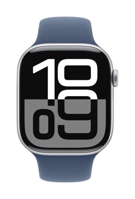Hodinky Apple Watch Series 10 GPS strieborný s denim športovým remienkom - veľkosť S/M