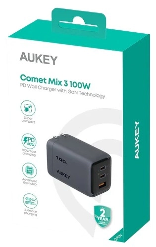Aukey Rýchla Nabíjačka Comet Mix 3 s 3 Uvsky 100W