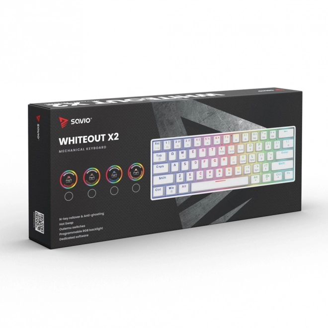 Mechanická klávesnica Savio Whiteout X2 Peach Silent