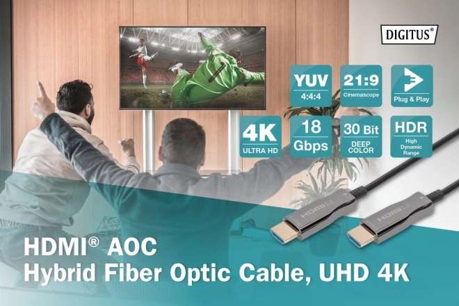 AOC HDMI 2.0 Premium HighSpeed 4K/60Hz UHD HDMI A/HDMI A M/M Hybridný prepojovací kábel čierny – 15 m