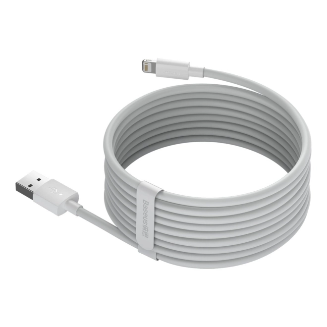 Baseus Dátový Kábel Simple Wisdom USB na Lightning 2.4A 1.5m - biely (2 kusy)