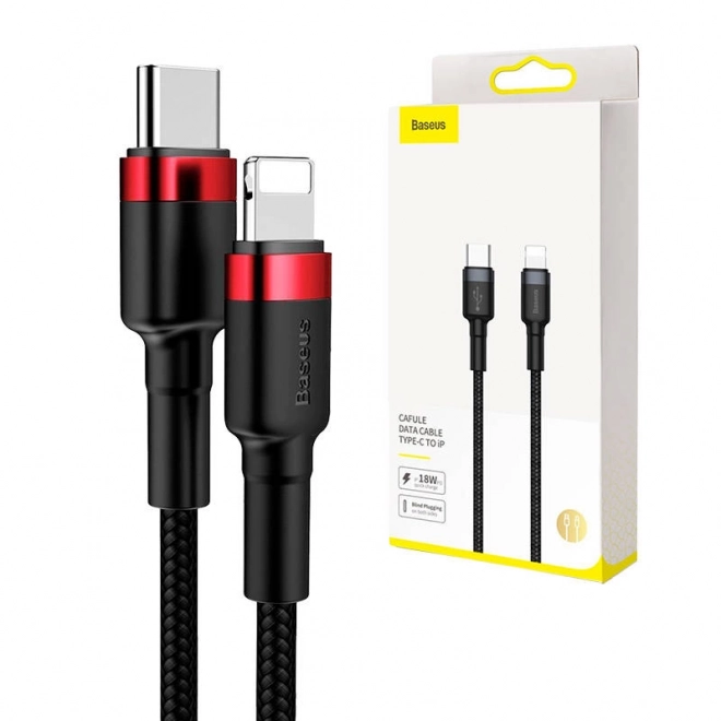 Kabel Baseus s rýchlonabíjaním USB-C - Lightning 1 m čierno-červený