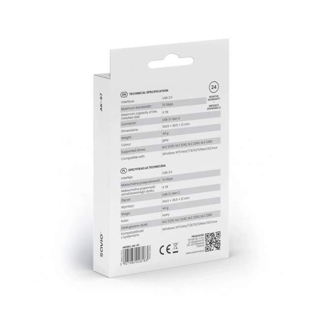 Obal na externý disk M.2 SSD NVMe USB-C