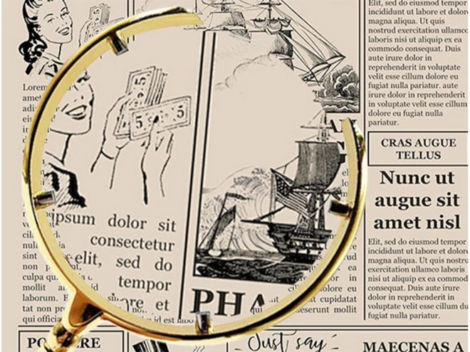 Zlatá ručná čítacia lupa so zväčšením 6x
