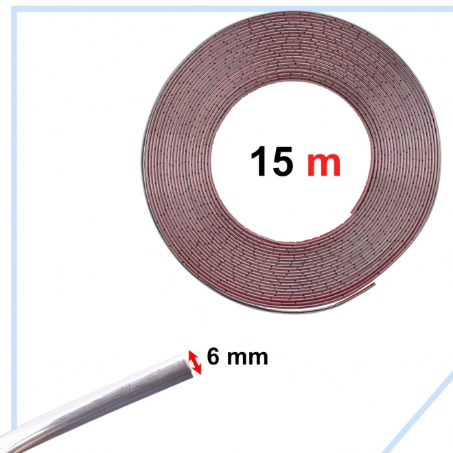 Ozdobná samolepiaca chrómová lišta 6 mm x 15 m