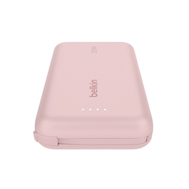 PowerBank BoostCharge 10000 mAh 20W s vstavaným USB-C káblom, ružový