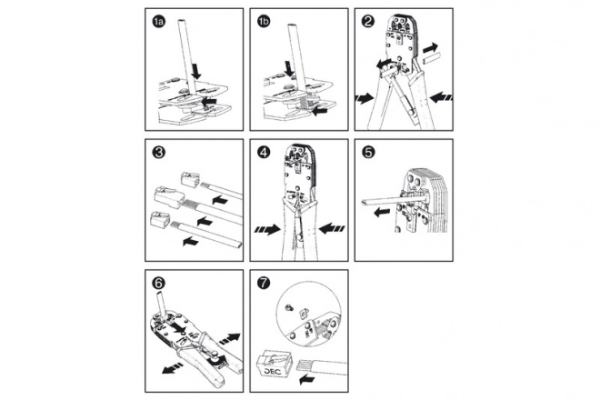 Univerzálna krimpovacia kliešte pre konektory RJ11, RJ12 a RJ45