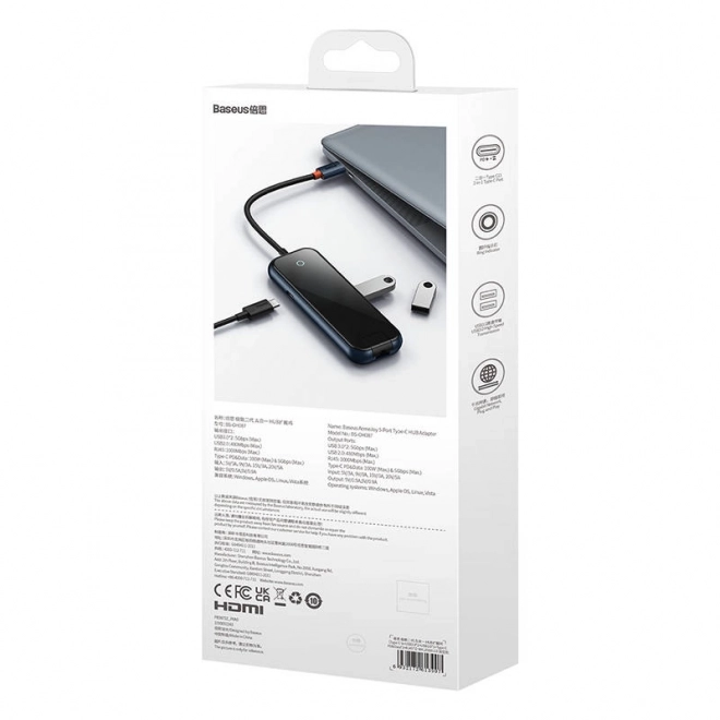 Rozbočovač 5 v 1 Baseus AcmeJoy USB-C