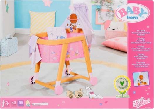 Postieľka na kolieskach pre bábiky BABY BORN s nebesami