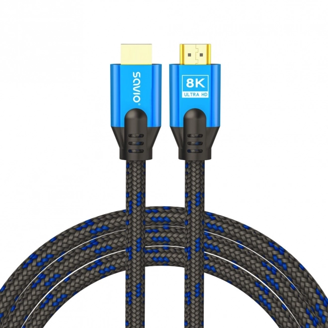 Hdmi kábel v2.1, 3m, modro-čierny s pozlátenými koncovkami