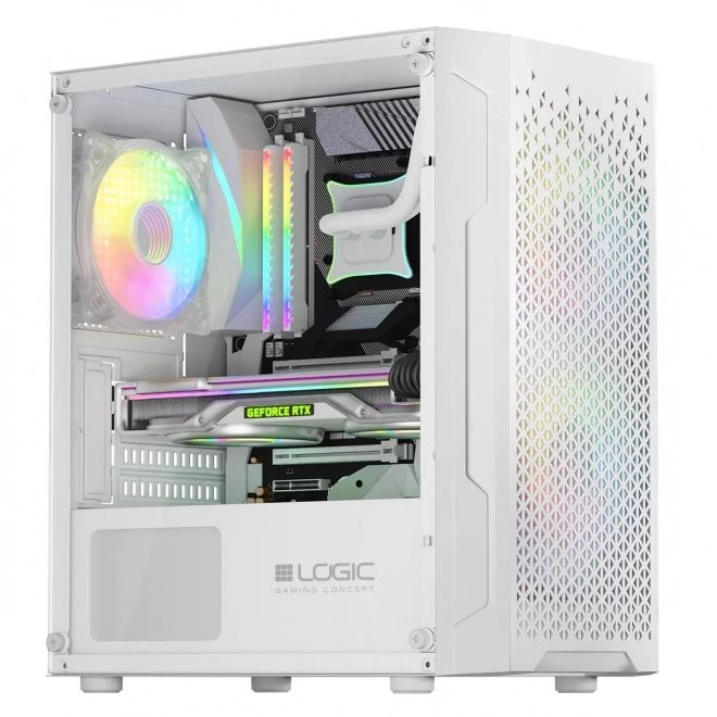 Herná skrinka Logic Aramis ARGB Mini USB 3.0 biela