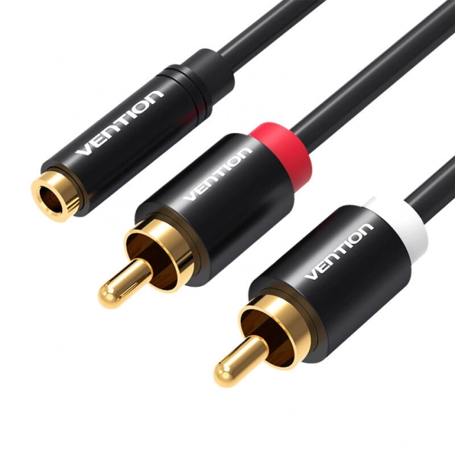 Audio kábel 3.5mm jack na 2x RCA Vention 1m čierny