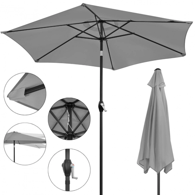 Skladací záhradný balkónový dáždnik 210 cm sivý