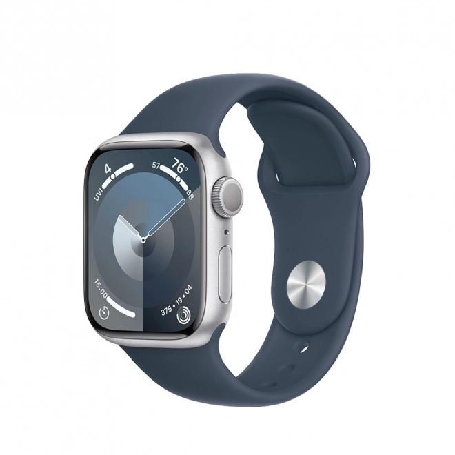 Apple watch series 9 gps hliníkové puzdro strieborné s remienkom modrej búrky